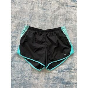 Nike Dri Fit Black Aqua Blue Tempo Athletic Running Shorts Medium
